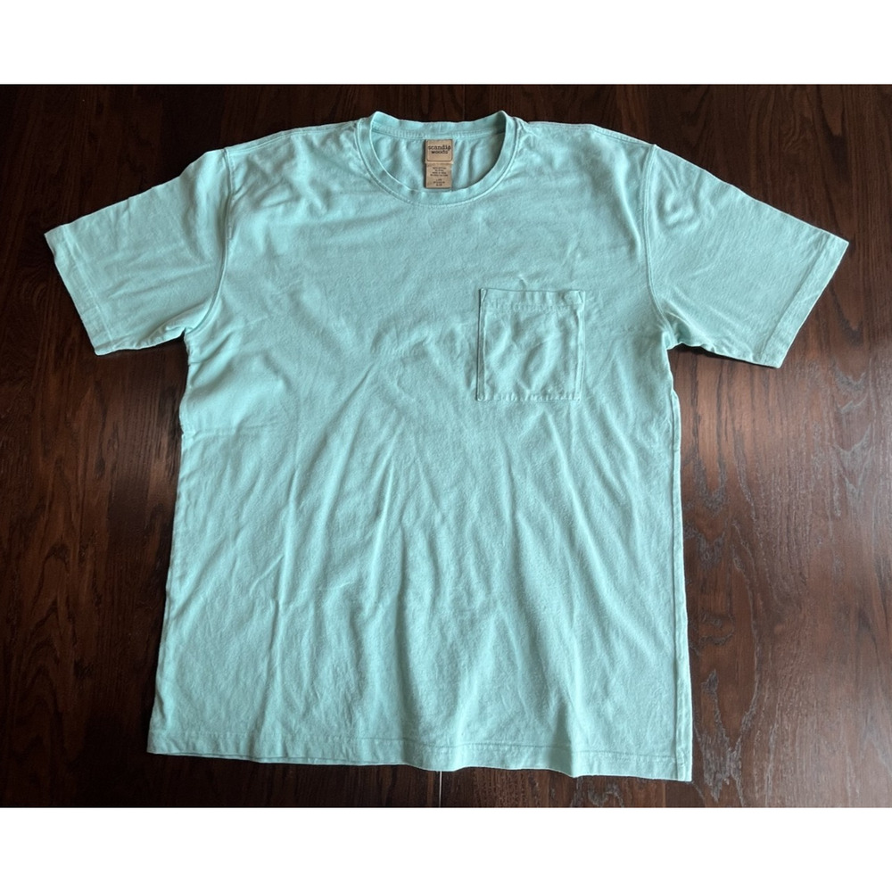 Scandia Woods Mens Classic fit Blue Pocket T-Shirt Large Cotton